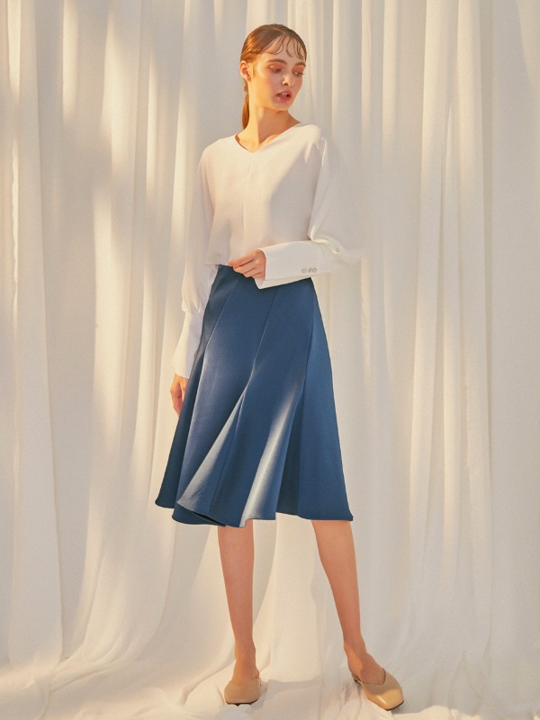 Sateen Tulip Skirt [SAPPHIRE BLUE]