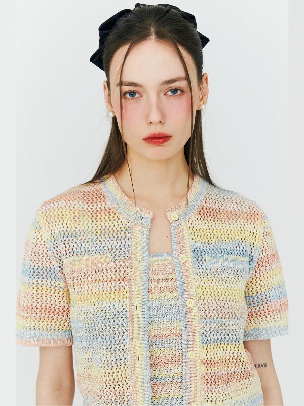 [SET 할인] Crochet Knit Cardigan + Sleeveless Top